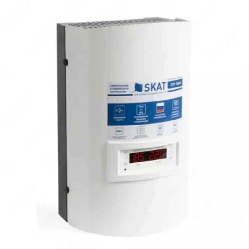 Skat STP 10000 (исп. Н), стабилизатор сетевого напряжения, настенный, 220 В 10000 ВА, Uвх. 120-280 В, 16 ступеней, 3,5%
