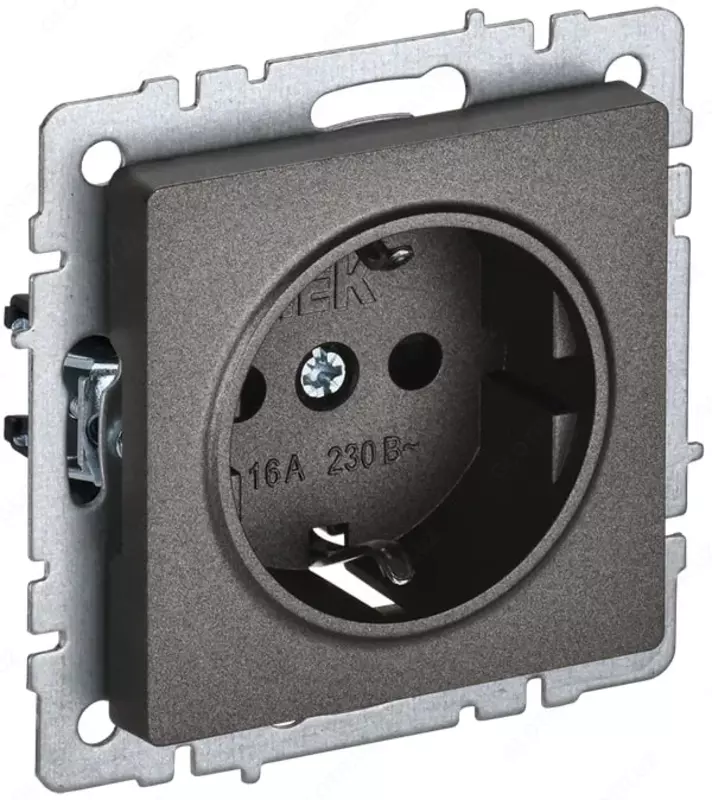 BRITE Розетка 1-местная с заземлением с защитными шторками 16А с USB A+C 18Вт РЮш11-1-БрГ граф. IEK