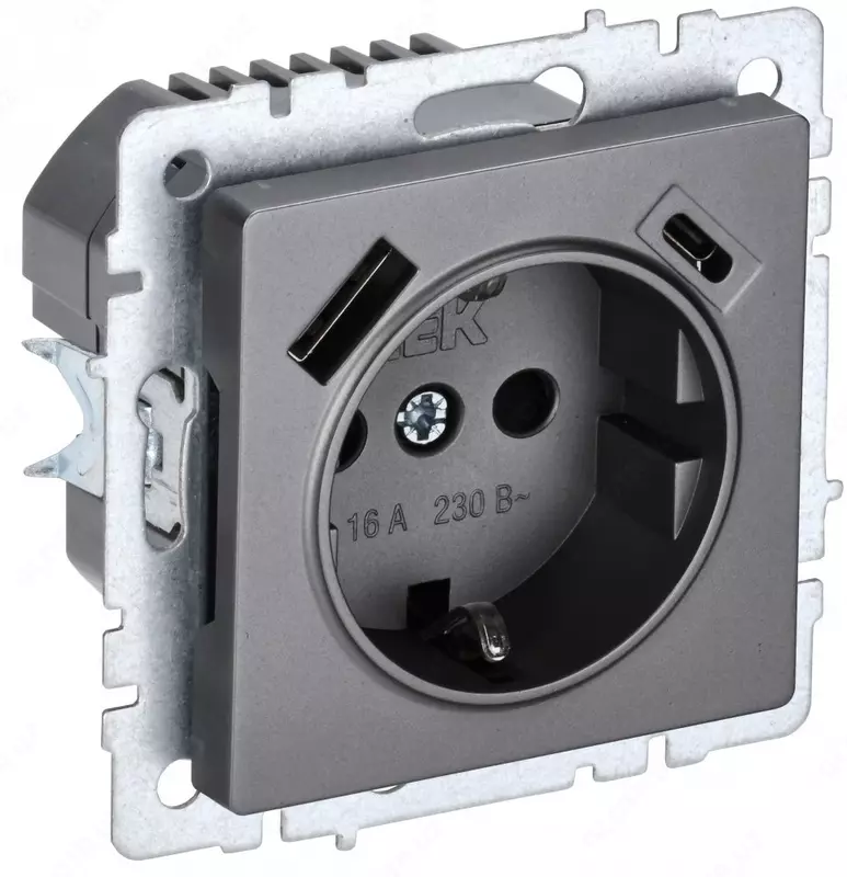 BRITE Роз. с з/к/ш с кр. 16А IP44 РСбш10-3-44-БрС сталь IEK