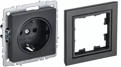 BRITE Роз. с з/к/ш 16А с USB A+C 18Вт РЮш11-1-БрЧ черн. IEK