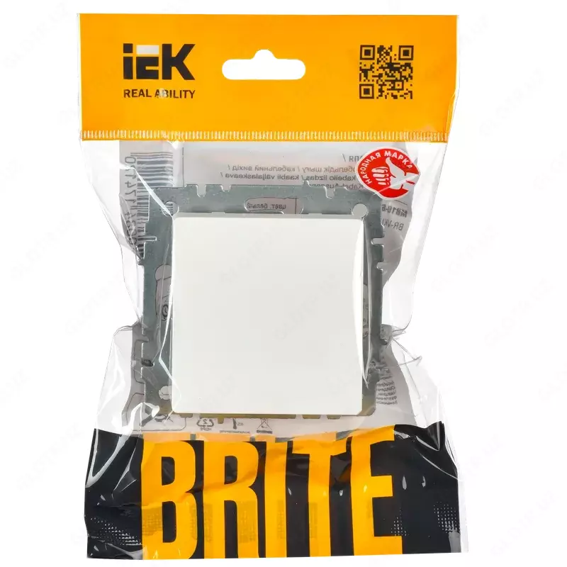 BRITE Выключ. 1-кл. прох. 10А ВС10-1-6-БрБ бел. IEK - 20 800 сум