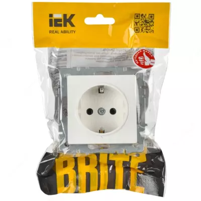BRITE rozetkasi 16a rs11 himoya pardalari bo'lmagan tuproqli 1 o'rindiqli-1-0-BRB oq IEK