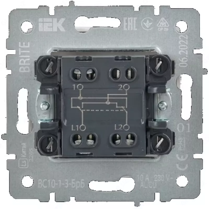 Выключатель BRITE 1-кл. 10А ВС10-1-0-БрБ белый IEK