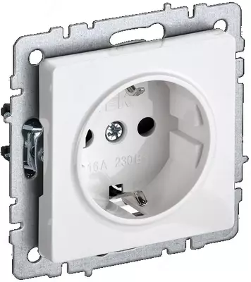 Розетка BRITE с з/к/ш 16А РС14-1-0-БрБ белый IEK
