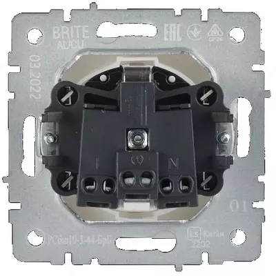 Розетка BRITE с з/к/ш с кр. 16А IP44 РСбш10-3-44-БрБ белый IEK