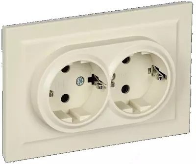 Розетка BRITE 2-я с з/к без з/ш 16А в сб. РС12-3-БрБ белый IEK