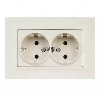 Розетка BRITE 2-я с з/к/ш 16А в сб. РСш12-3-БрБ белый IEK