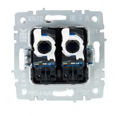 Розетка компьютерная BRITE 2-ая RJ45 кат.6 РК11-2-БрБ белый  IEK