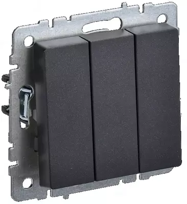 Выключатель BRITE 3-кл. 10А ВС10-3-0-БрЧ черный IEK