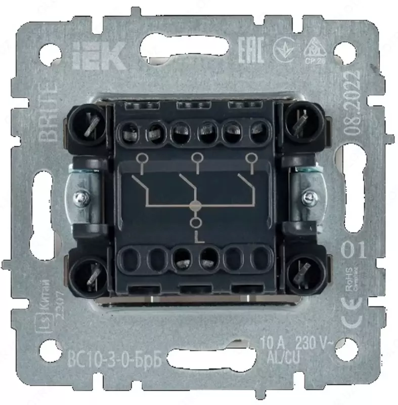 Выключатель BRITE 3-кл. 10А ВС10-3-0-БрЧ черный IEK