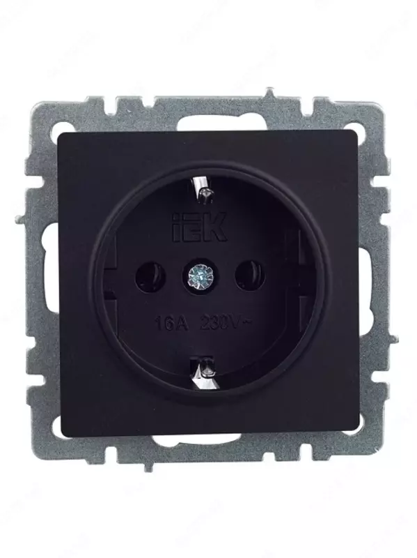 Розетка BRITE с з/к без з/ш 16А РС11-1-0-БрЧ черный IEK