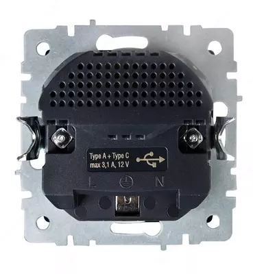 Розетка BRITE с з/к/ш 16А с USB A+C 18Вт РЮш11-1-БрЧ черный IEK