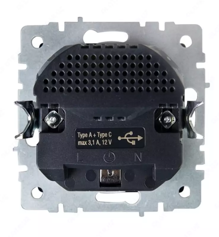 Розетка BRITE с з/к/ш 16А с USB A+C 18Вт РЮш11-1-БрЧ черный IEK