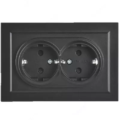 Розетка BRITE 2-я с з/к/ш 16А в сб. РСш12-3-БрЧ черный IEK