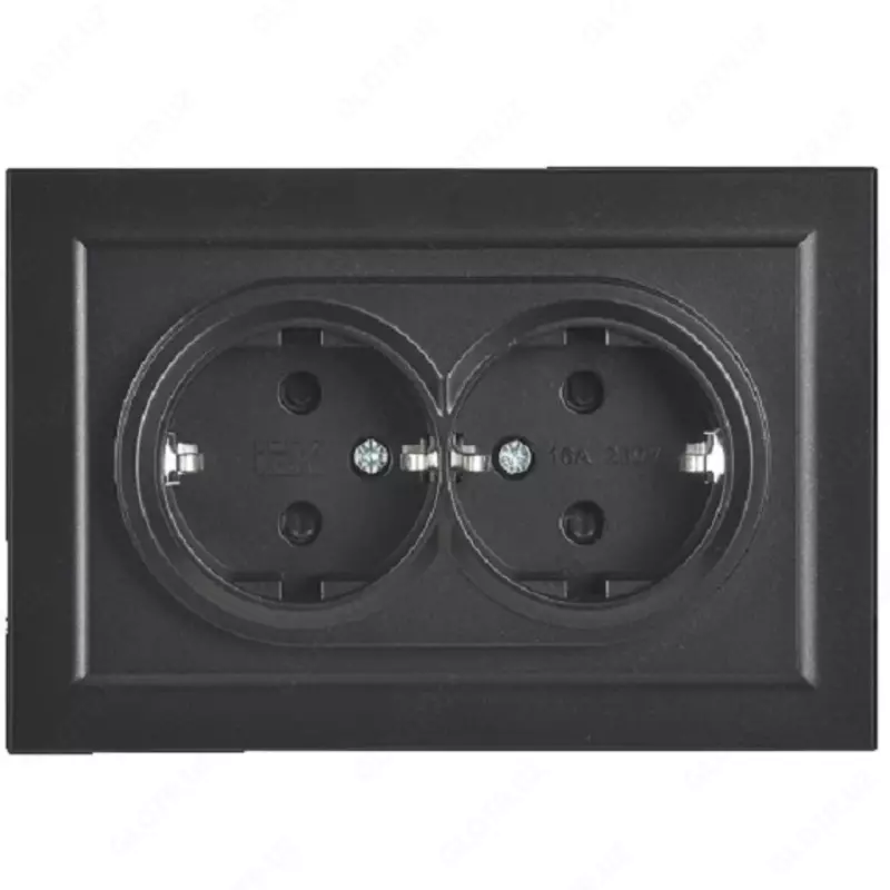 Розетка BRITE 2-я с з/к/ш 16А в сб. РСш12-3-БрЧ черный IEK