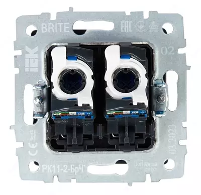 Brite kompyuter rozetkasi 2-RJ45 kat.6 RK11-2-Brch qora IEK