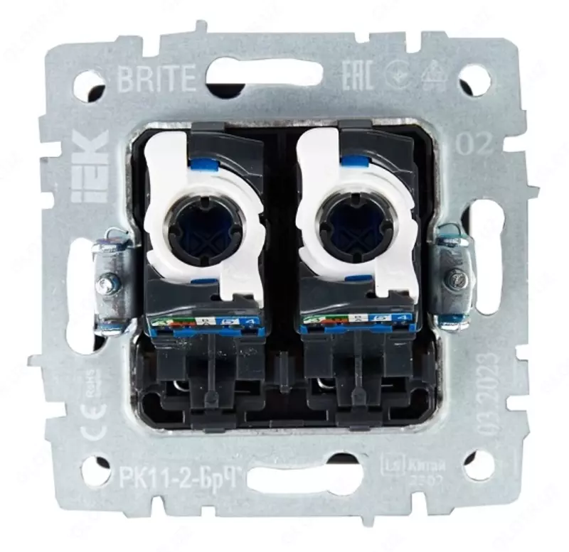 Brite kompyuter rozetkasi 2-RJ45 kat.6 RK11-2-Brch qora IEK