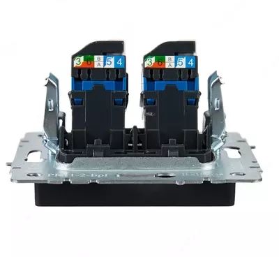 Brite kompyuter rozetkasi 2-RJ45 kat.6 RK11-2-Brch qora IEK