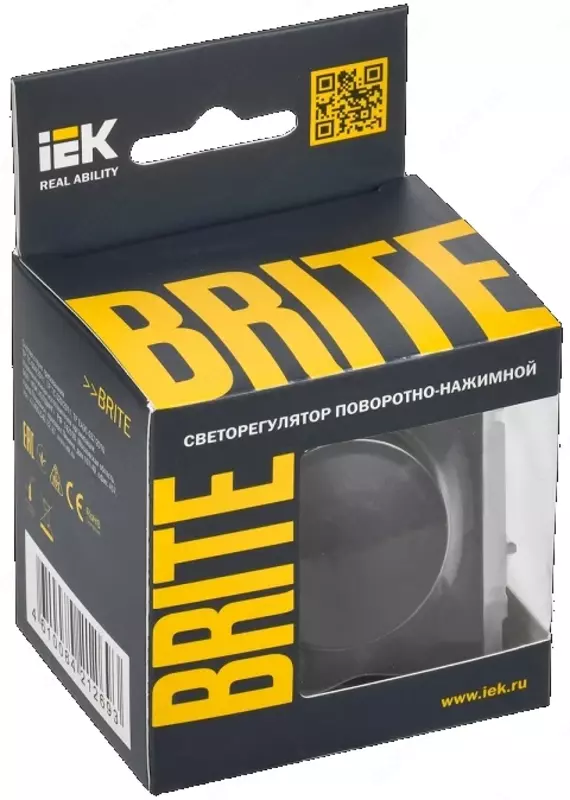 Светорегулятор поворотно-нажимной BRITE 600Вт СС10-1-0-БрЧ черный IEK