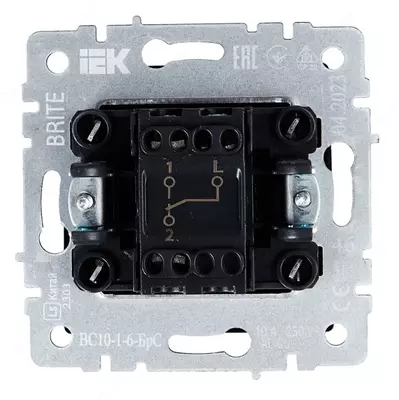 Выключатель BRITE 1-кл. перекр. 10А ВС10-1-3-БрС сталь IEK