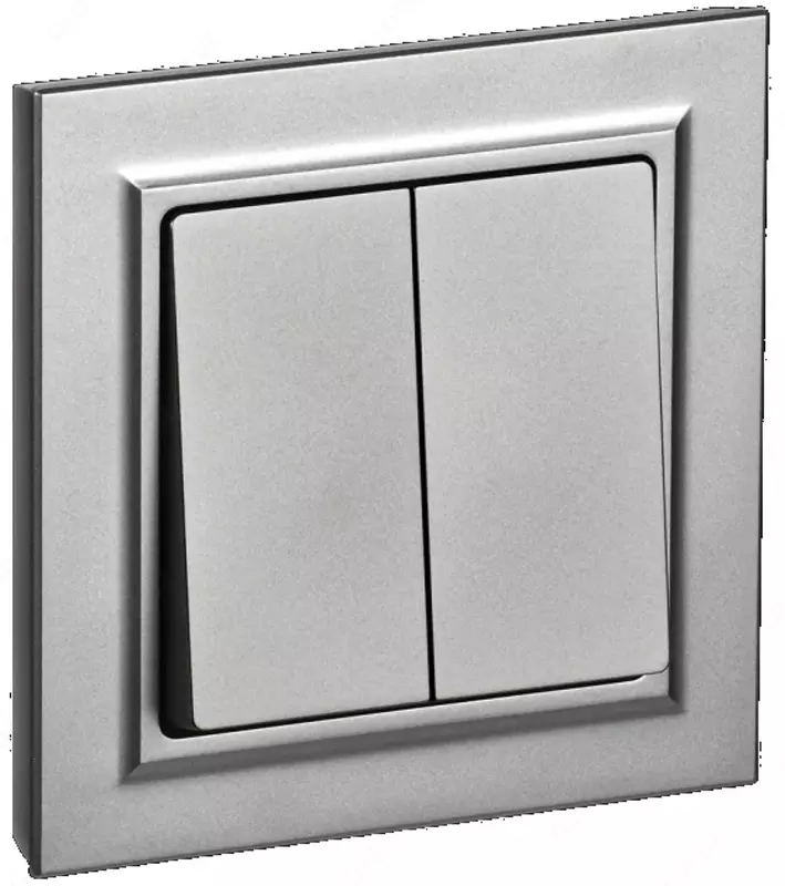 Выключатель BRITE 2-кл. 10А ВС10-2-0-БрС сталь IEK