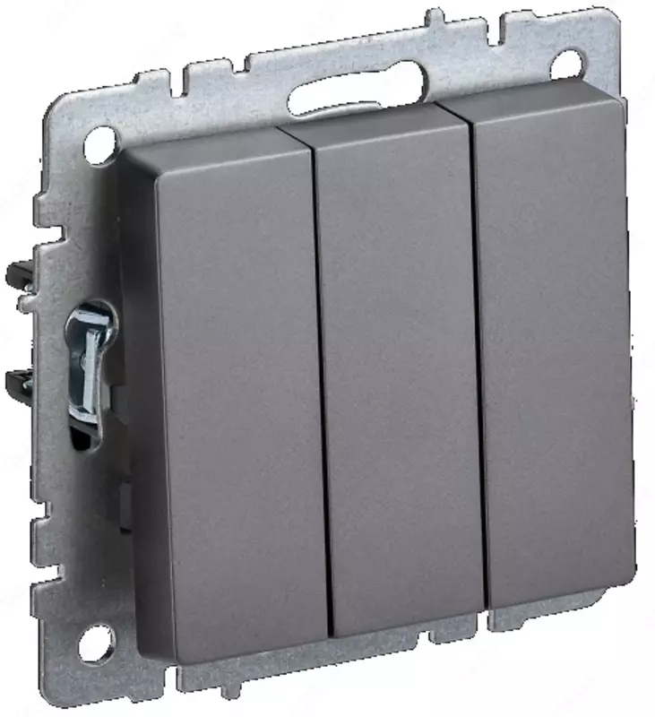 Выключатель BRITE 3-кл. 10А ВС10-3-0-БрС сталь IEK