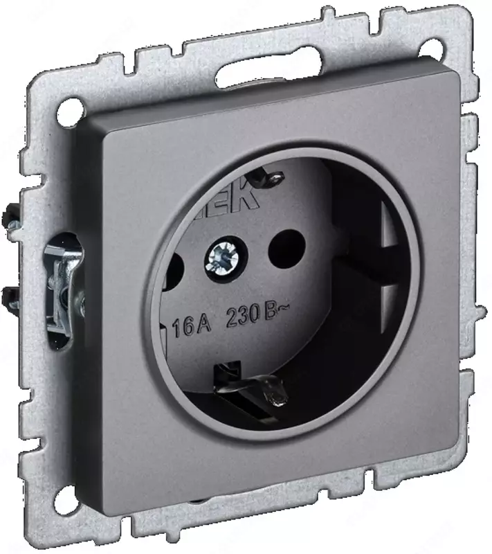Розетка BRITE с з/к без з/ш 16А РС11-1-0- БрС сталь IEK