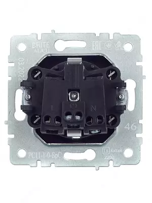 Розетка BRITE с з/к без з/ш 16А РС11-1-0- БрС сталь IEK