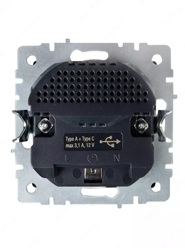 Розетка BRITE с з/к/ш 16А с USB A+C 18Вт РЮш11-1-БрС сталь IEK