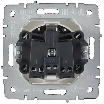 Розетка BRITE с з/к/ш с кр. 16А IP44 РСбш10-3-44-БрС сталь IEK