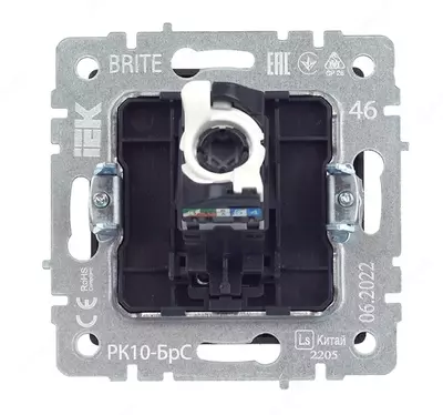 Розетка телефонная BRITE RJ11 РТ10- БрС сталь IEK