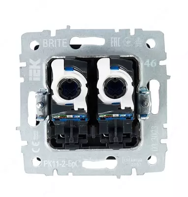 Розетка компьютерная BRITE 2-ая RJ45 кат.6 РК11-2-БрС сталь IEK
