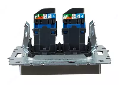 Розетка компьютерная BRITE 2-ая RJ45 кат.6 РК11-2-БрС сталь IEK