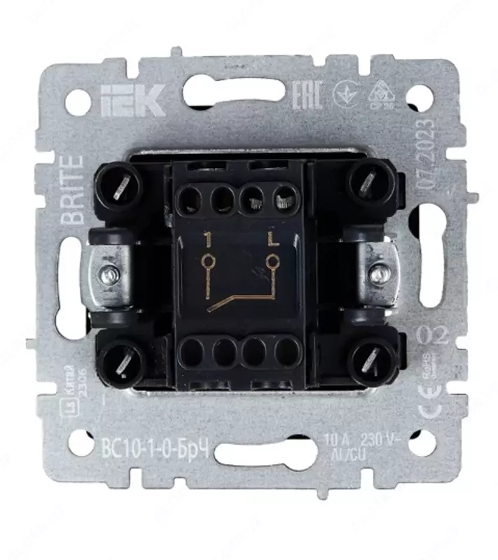 Выключатель BRITE 1-кл. самовозвратный 10А ВС10-1-4-БрГ графит IEK
