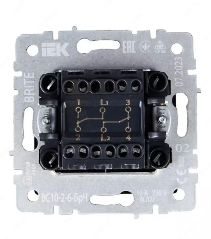 Выключатель BRITE 2-кл. 10А ВС10-2-0-БрГ графит IEK