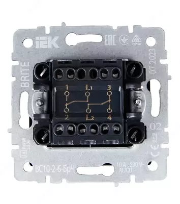 Выключатель BRITE 2-кл. прох. 10А ВС10-2-6-БрГ графит IEK