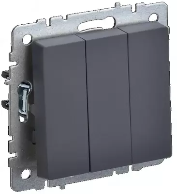Выключатель BRITE 3-кл. 10А ВС10-3-0-БрГ графит IEK