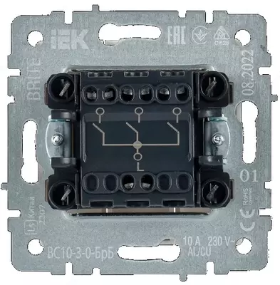 Выключатель BRITE 3-кл. 10А ВС10-3-0-БрГ графит IEK