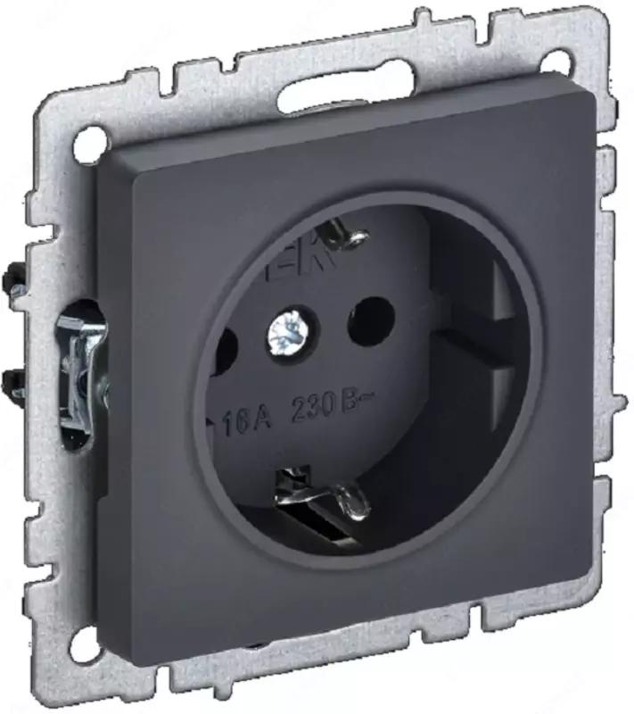 Розетка BRITE с з/к/ш 16А РС14-1-0-БрГ графит IEK
