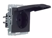 Розетка BRITE с з/к/ш с крышкой 16А IP44 РСбш10-3-44-БрГ графит IEK - 41 860 сум