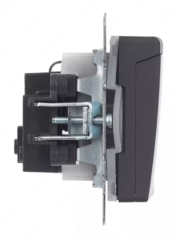 Розетка BRITE с з/к/ш с крышкой 16А IP44 РСбш10-3-44-БрГ графит IEK