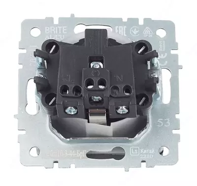 Розетка BRITE с з/к/ш с крышкой 16А IP44 РСбш10-3-44-БрГ графит IEK