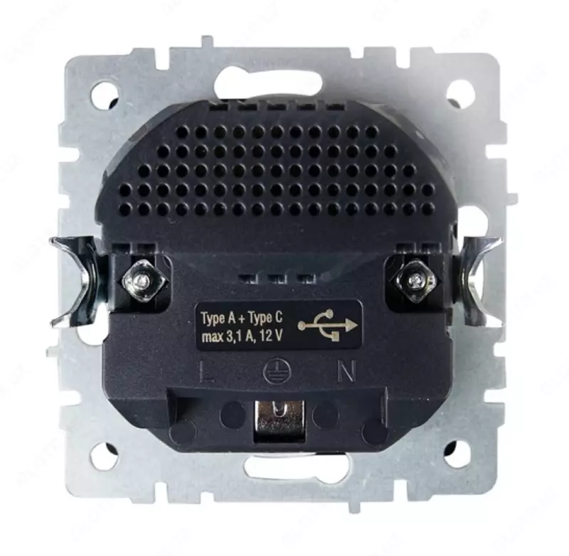 Розетка BRITE с з/к/ш 16А с USB A+C 18Вт РЮш11-1-БрГ графит IEK