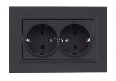 Розетка BRITE 2-я с з/к/ш 16А в сб. РСш12-3-БрГ графит IEK