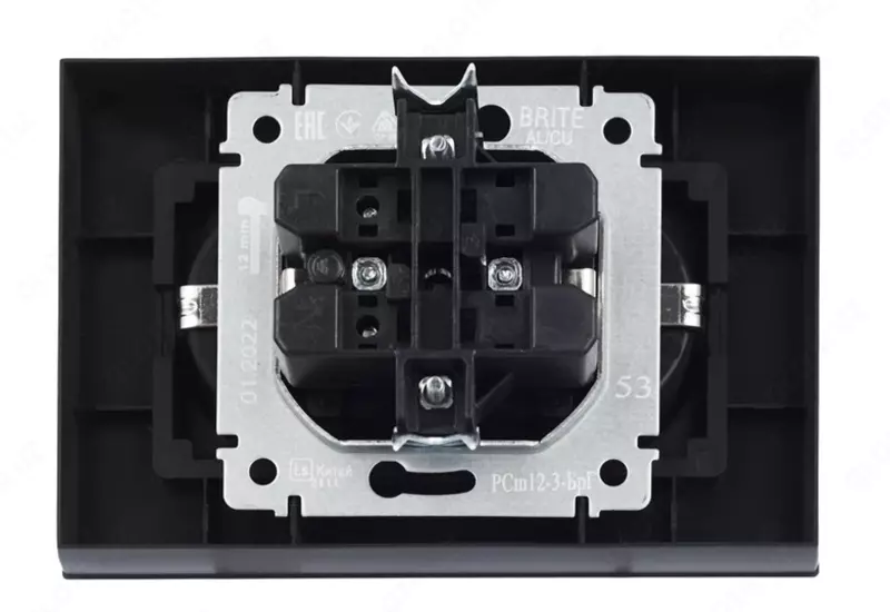 Розетка BRITE 2-я с з/к/ш 16А в сб. РСш12-3-БрГ графит IEK