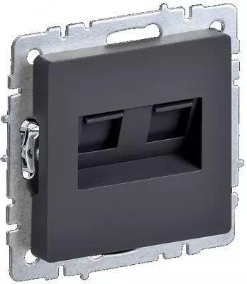 Розетка компьютерная BRITE 2-ая RJ45 кат.6 РК11-2-БрГ графит IEK