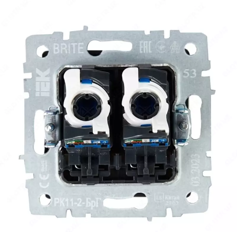 100 490 сум Розетка компьютерная BRITE 2-ая RJ45 кат.6 РК11-2-БрГ графит IEK