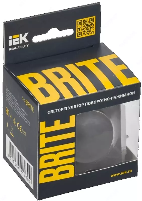 Светорегулятор поворотно-нажимной BRITE 600Вт СС10-1-0-БрГ графит IEK