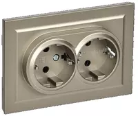 Розетка BRITE 2-я с з/к/ш 16А в сб. РСш12-3-БрШ шампань IEK