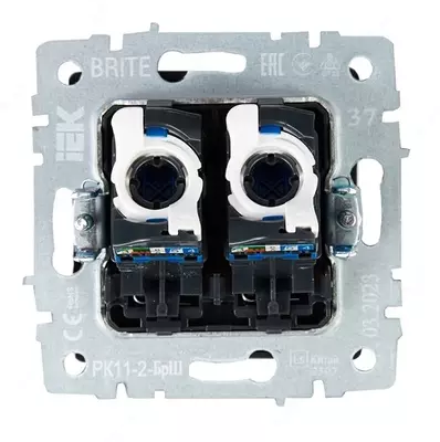 Розетка компьютерная BRITE 2-ая RJ45 кат.6 РК11-2-БрШ шампань IEK